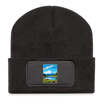 Wrangell St Elias National Park Travel Poster WPA - Recycled Patch Beanie - dark grey - Front