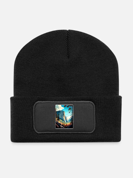 Yosemite El Capitan Californie Affiche de voyage WPA - Beanie recyclé à patch - noir