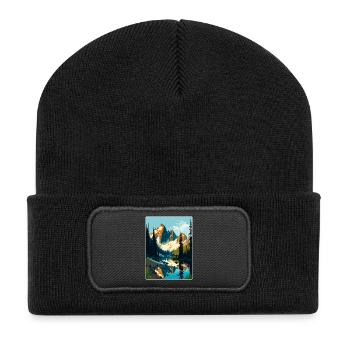 North Cascades National Park Travel Poster Card - Recycled Patch Beanie - black - Front