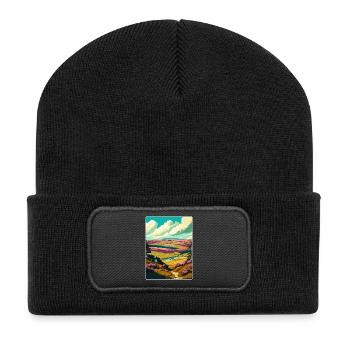 North York Moors National Park Travel Poster WPA - Recycled Patch Beanie - black - Front