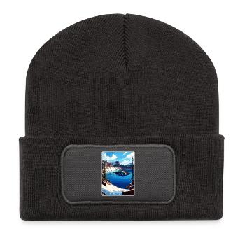 Crater Lake Snow National Park Travel Poster WPA - Recycled Patch Beanie - dark grey - Front