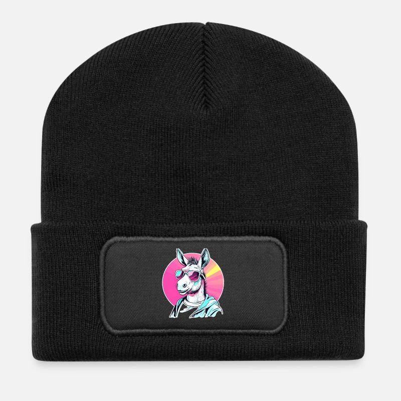 Sweat à capuche Pull Town Art avec lunettes de soleil - Beanie recyclé à patch - noir