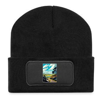 Northumberland National Park Travel Poster Card - Recycled Patch Beanie - black - Front