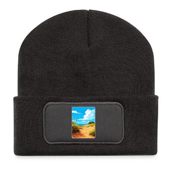 Affiche de voyage du parc national des dunes de l’Indiana - Beanie recyclé à patch - charbon - Devant
