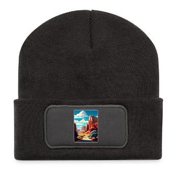 Capitol Reef Nationalpark Reiseposter Souvenir - Recycelte Patch Beanie - Dunkelgrau - Vorne
