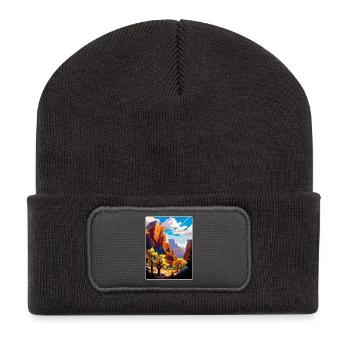 Zion Nationalpark Arizona Reise Poster Souvenir - Recycelte Patch Beanie - Dunkelgrau - Vorne