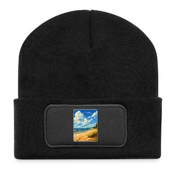 Indiana Dunes National Park Travel Poster Souvenir - Recycled Patch Beanie - black - Front