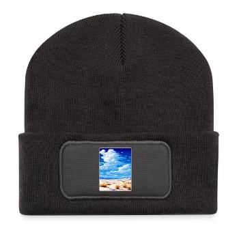 White Sands Nationalpark Reiseplakat Souvenir - Recycelte Patch Beanie - Dunkelgrau - Vorne