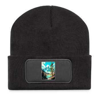 Bridger Teton Nationalpark Reiseposter Souvenir - Recycelte Patch Beanie - Dunkelgrau - Vorne