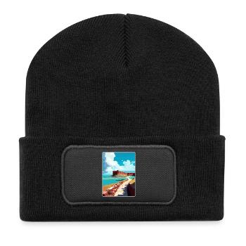 Affiche de voyage souvenir du parc national de Tortugas sèche - Beanie recyclé à patch - noir - Devant