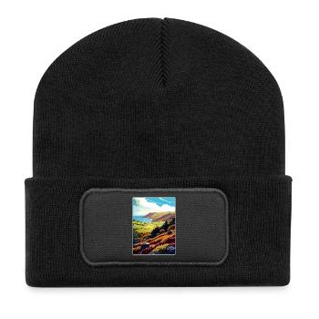 Exmoor National Park Travel Poster Postcard Paint - Recycled Patch Beanie - black - Front