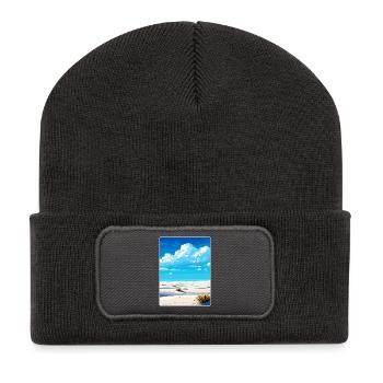 White Sands Nationalpark Reiseplakat Souvenir - Recycelte Patch Beanie - Dunkelgrau - Vorne