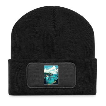 Isle Royale Nationalpark Reiseposter Souvenir - Recycelte Patch Beanie - Schwarz - Vorne