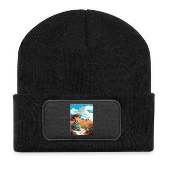 Big Bend National Park Travel Poster Souvenir WPA - Recycled Patch Beanie - black - Front