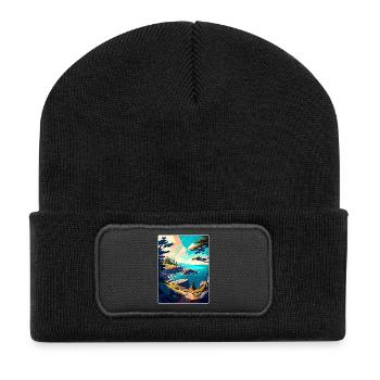 Acadia Nationalpark Reiseposter Souvenir WPA - Recycelte Patch Beanie - Schwarz - Vorne