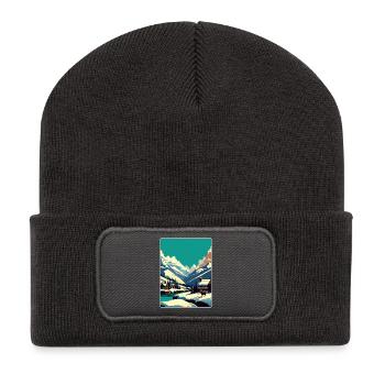 Verbier Station de ski Montagne Suisse Voyage WPA - Beanie recyclé à patch - charbon - Devant