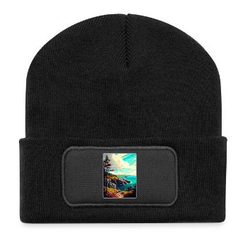 Acadia National Park Travel Poster Souvenir WPA - Recycled Patch Beanie - black - Front