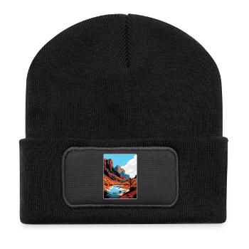 Big Bend National Park Travel Poster Souvenir WPA - Recycled Patch Beanie - black - Front