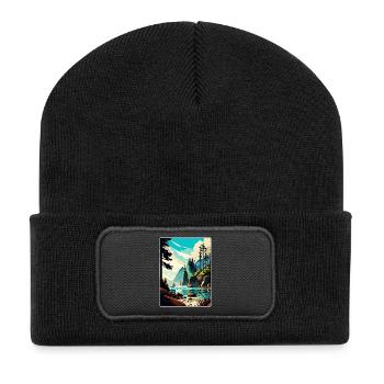 Nationalpark Reiseposter Souvenir WPA - Recycelte Patch Beanie - Schwarz - Vorne