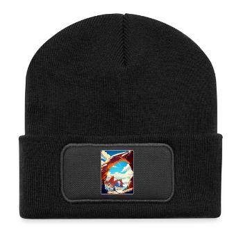 Arches Nationalpark Reiseposter Souvenir WPA - Recycelte Patch Beanie - Schwarz - Vorne