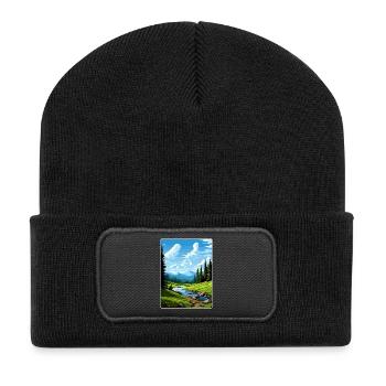 Olympi Nationalpark Reiseposter Souvenir WPA - Recycelte Patch Beanie - Schwarz - Vorne