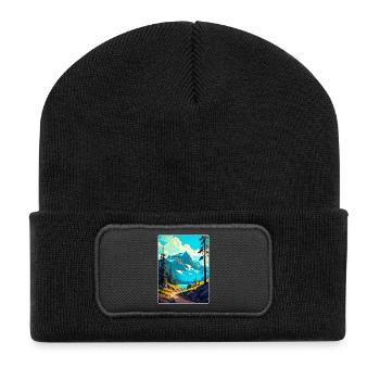 Nationalpark Reiseposter Souvenir WPA - Recycelte Patch Beanie - Schwarz - Vorne