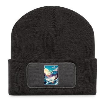 Les Arcs Station de ski Neige France Affiche de voyage WPA - Beanie recyclé à patch - charbon - Devant