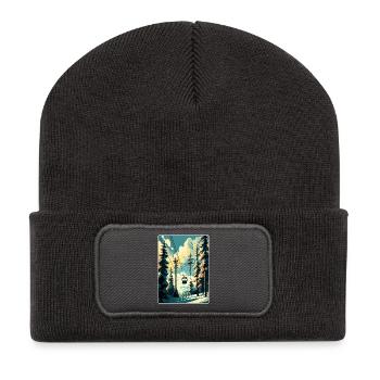 Vail station de ski Ski Voyage Poster Souvenir WPA - Beanie recyclé à patch - charbon - Devant