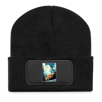 Vail station de ski Ski Voyage Poster Souvenir WPA - Beanie recyclé à patch - noir - Devant