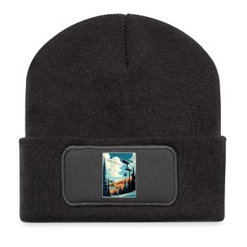Vail station de ski Ski Voyage Poster Souvenir WPA - Beanie recyclé à patch - charbon - Devant