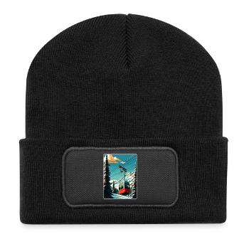 Sun Valley Ski Ski Voyage Affiche Souvenir WPA - Beanie recyclé à patch - noir - Devant