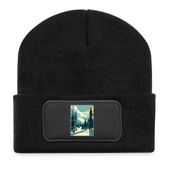 Sun Valley Ski Ski Voyage Affiche Souvenir WPA - Beanie recyclé à patch - noir - Devant