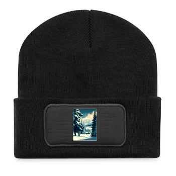 Kitzbuhel Ski Austria Travel Poster Souvenir WPA - Recycled Patch Beanie - black - Front