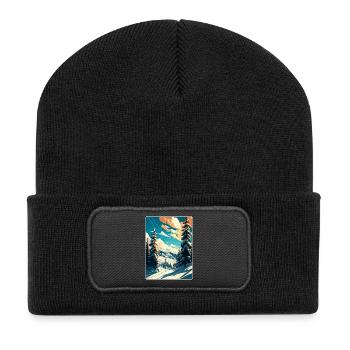 Snowbird Ski Skiing Vintage Travel Poster Souvenir - Recycled Patch Beanie - black - Front
