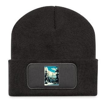 Breckenridge Ski Voyage Affiche Peinture Souvenir WPA - Beanie recyclé à patch - charbon - Devant