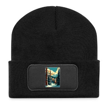 Beaver Creek Ski Reise Poster Souvenir Farbe WPA - Recycelte Patch Beanie - Schwarz - Vorne