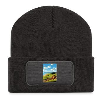 Whistling Straits Golfplatz Reiseposter - Recycelte Patch Beanie - Dunkelgrau - Vorne