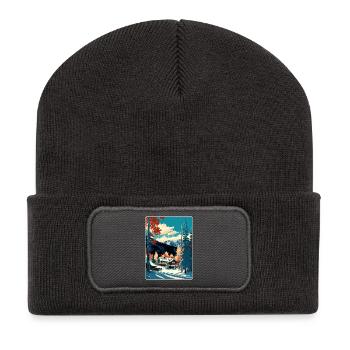 Aspen Ski Skiing Travel Poster Souvenir Paint WPA - Recycled Patch Beanie - dark grey - Front
