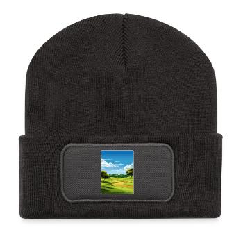 Shinnecock Hills Golfplatz Reise Posterkarte - Recycelte Patch Beanie - Dunkelgrau - Vorne