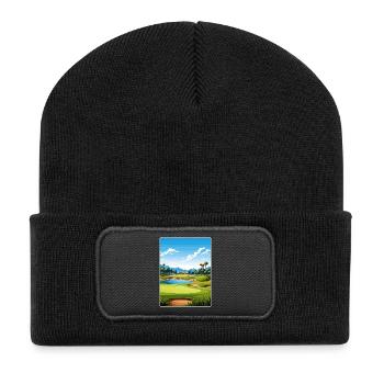 Riviera Country Club Golf Travel Poster Souvenir - Recycled Patch Beanie - black - Front