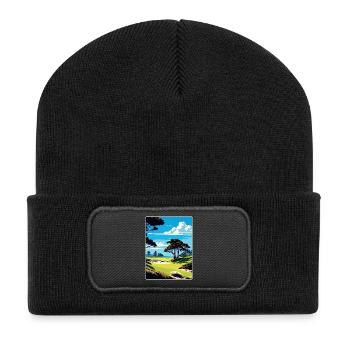 Spyglass Hill Golfplatz Reiseposter Souvenir - Recycelte Patch Beanie - Schwarz - Vorne