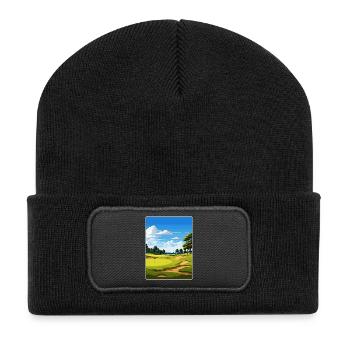 Olympi Fields Golf Club Reiseposter Souvenir - Recycelte Patch Beanie - Schwarz - Vorne