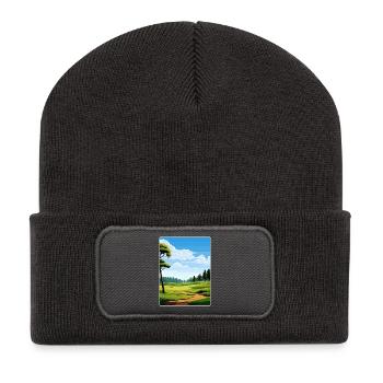 Shadow Creek Golfplatz Reiseposter Souvenir - Recycelte Patch Beanie - Dunkelgrau - Vorne