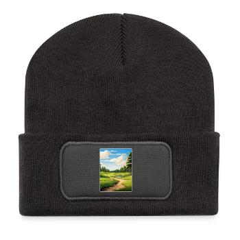 Shadow Creek Golfplatz Reiseposter Souvenir - Recycelte Patch Beanie - Dunkelgrau - Vorne