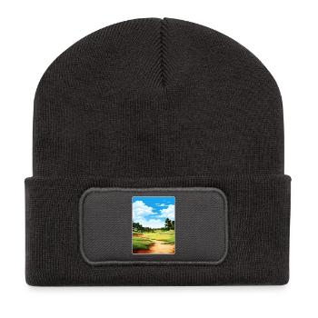 Affiche de voyage souvenir du club de golf Quali Hollow WPA - Beanie recyclé à patch - charbon - Devant