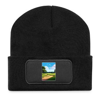 Pine Valley Golf Club Reiseposter Souvenir WPA - Recycelte Patch Beanie - Schwarz - Vorne