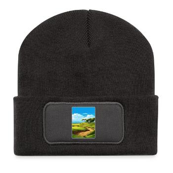 Sea Island Golfplatz Reiseposter Souvenir WPA - Recycelte Patch Beanie - Dunkelgrau - Vorne