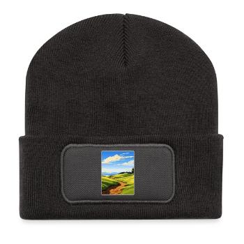 Affiche de voyage du club de golf de Chambers Bay Souvenir WPA - Beanie recyclé à patch - charbon - Devant