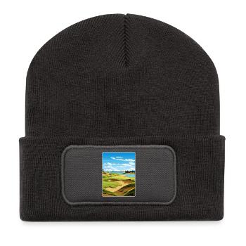 Affiche de voyage du club de golf de Chambers Bay Souvenir WPA - Beanie recyclé à patch - charbon - Devant