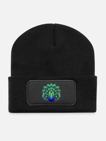 Pfau - Recycelte Patch Beanie - Schwarz